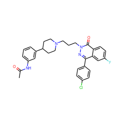 CC(=O)Nc1cccc(C2CCN(CCCn3nc(-c4ccc(Cl)cc4)c4cc(F)ccc4c3=O)CC2)c1 ZINC000073223279