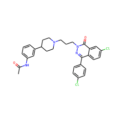 CC(=O)Nc1cccc(C2CCN(CCCn3nc(-c4ccc(Cl)cc4)c4ccc(Cl)cc4c3=O)CC2)c1 ZINC000073222741