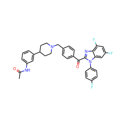 CC(=O)Nc1cccc(C2CCN(Cc3ccc(C(=O)c4nc5c(F)cc(F)cc5n4-c4ccc(F)cc4)cc3)CC2)c1 ZINC000169321702