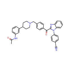 CC(=O)Nc1cccc(C2CCN(Cc3ccc(C(=O)c4nc5ccccc5n4-c4ccc(C#N)cc4)cc3)CC2)c1 ZINC000169321672