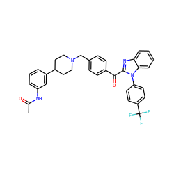 CC(=O)Nc1cccc(C2CCN(Cc3ccc(C(=O)c4nc5ccccc5n4-c4ccc(C(F)(F)F)cc4)cc3)CC2)c1 ZINC000169321670