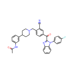 CC(=O)Nc1cccc(C2CCN(Cc3ccc(C(=O)c4nc5ccccc5n4-c4ccc(F)cc4)cc3C#N)CC2)c1 ZINC000169321693