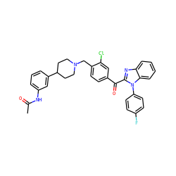 CC(=O)Nc1cccc(C2CCN(Cc3ccc(C(=O)c4nc5ccccc5n4-c4ccc(F)cc4)cc3Cl)CC2)c1 ZINC000169321688