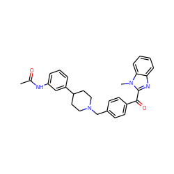 CC(=O)Nc1cccc(C2CCN(Cc3ccc(C(=O)c4nc5ccccc5n4C)cc3)CC2)c1 ZINC000169321673