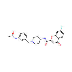 CC(=O)Nc1cccc(CN2CCC(NC(=O)c3cc(=O)c4ccc(F)cc4o3)CC2)c1 ZINC000036351913