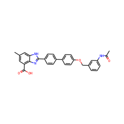 CC(=O)Nc1cccc(COc2ccc(-c3ccc(-c4nc5c(C(=O)O)cc(C)cc5[nH]4)cc3)cc2)c1 ZINC000474605024