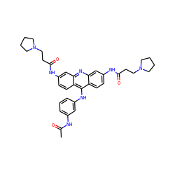 CC(=O)Nc1cccc(Nc2c3ccc(NC(=O)CCN4CCCC4)cc3nc3cc(NC(=O)CCN4CCCC4)ccc23)c1 ZINC000100921184