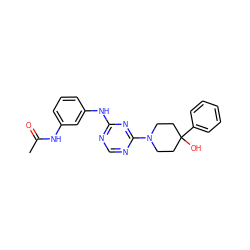 CC(=O)Nc1cccc(Nc2ncnc(N3CCC(O)(c4ccccc4)CC3)n2)c1 ZINC000072107987