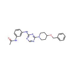 CC(=O)Nc1cccc(Nc2ncnc(N3CCC(OCc4ccccc4)CC3)n2)c1 ZINC000072107145