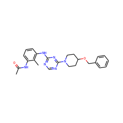 CC(=O)Nc1cccc(Nc2ncnc(N3CCC(OCc4ccccc4)CC3)n2)c1C ZINC000072107146