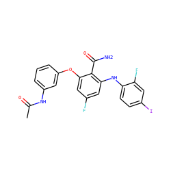 CC(=O)Nc1cccc(Oc2cc(F)cc(Nc3ccc(I)cc3F)c2C(N)=O)c1 ZINC000096905650