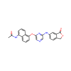 CC(=O)Nc1cccc2c(Oc3cncc(Nc4ccc5c(c4)C(=O)OC5)n3)cccc12 ZINC000040977321