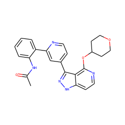 CC(=O)Nc1ccccc1-c1cc(-c2n[nH]c3ccnc(OC4CCOCC4)c23)ccn1 ZINC000114773169