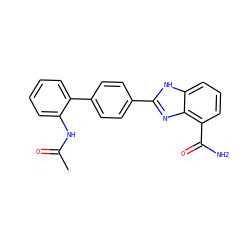 CC(=O)Nc1ccccc1-c1ccc(-c2nc3c(C(N)=O)cccc3[nH]2)cc1 ZINC000474609757