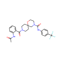 CC(=O)Nc1ccccc1C(=O)N1CCC2(CC1)CN(C(=O)Nc1ccc(C(F)(F)F)cc1)CCO2 ZINC000103233566