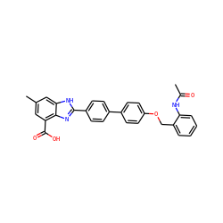 CC(=O)Nc1ccccc1COc1ccc(-c2ccc(-c3nc4c(C(=O)O)cc(C)cc4[nH]3)cc2)cc1 ZINC000474606840