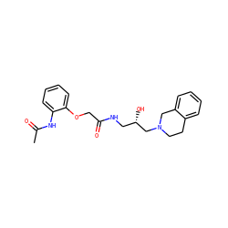 CC(=O)Nc1ccccc1OCC(=O)NC[C@H](O)CN1CCc2ccccc2C1 ZINC000218908655