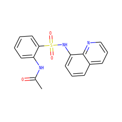 CC(=O)Nc1ccccc1S(=O)(=O)Nc1cccc2cccnc12 ZINC000205629424
