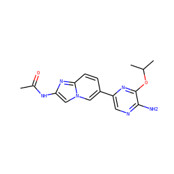 CC(=O)Nc1cn2cc(-c3cnc(N)c(OC(C)C)n3)ccc2n1 ZINC000146008046