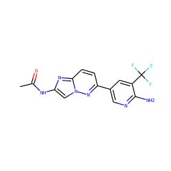 CC(=O)Nc1cn2nc(-c3cnc(N)c(C(F)(F)F)c3)ccc2n1 ZINC000096283493