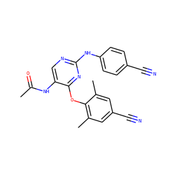 CC(=O)Nc1cnc(Nc2ccc(C#N)cc2)nc1Oc1c(C)cc(C#N)cc1C ZINC000026294898