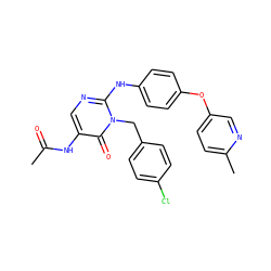CC(=O)Nc1cnc(Nc2ccc(Oc3ccc(C)nc3)cc2)n(Cc2ccc(Cl)cc2)c1=O ZINC000204095225