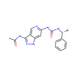 CC(=O)Nc1n[nH]c2cc(NC(=O)N[C@H](C)c3ccccc3)ncc12 ZINC000210709338