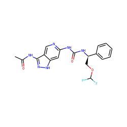 CC(=O)Nc1n[nH]c2cc(NC(=O)N[C@H](COC(F)F)c3ccccc3)ncc12 ZINC001772655007