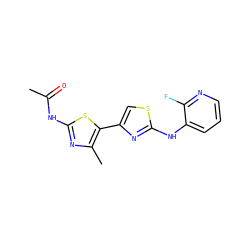CC(=O)Nc1nc(C)c(-c2csc(Nc3cccnc3F)n2)s1 ZINC000038318012