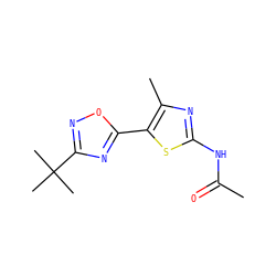 CC(=O)Nc1nc(C)c(-c2nc(C(C)(C)C)no2)s1 ZINC000068267305