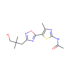 CC(=O)Nc1nc(C)c(-c2nc(CC(C)(C)CO)no2)s1 ZINC000068267309