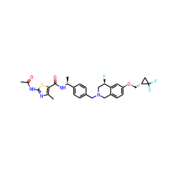 CC(=O)Nc1nc(C)c(C(=O)N[C@@H](C)c2ccc(CN3Cc4ccc(OC[C@@H]5CC5(F)F)cc4[C@H](F)C3)cc2)s1 ZINC001772643928