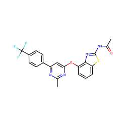 CC(=O)Nc1nc2c(Oc3cc(-c4ccc(C(F)(F)F)cc4)nc(C)n3)cccc2s1 ZINC000028961097