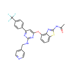 CC(=O)Nc1nc2c(Oc3cc(-c4ccc(C(F)(F)F)cc4)nc(NCc4ccncc4)n3)cccc2s1 ZINC000028961240