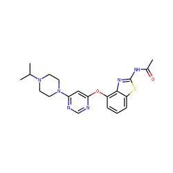 CC(=O)Nc1nc2c(Oc3cc(N4CCN(C(C)C)CC4)ncn3)cccc2s1 ZINC000014974160