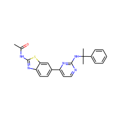 CC(=O)Nc1nc2ccc(-c3ccnc(NC(C)(C)c4ccccc4)n3)cc2s1 ZINC000071330139