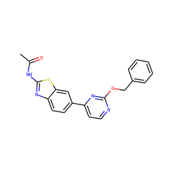 CC(=O)Nc1nc2ccc(-c3ccnc(OCc4ccccc4)n3)cc2s1 ZINC000071316810