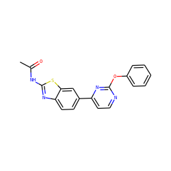 CC(=O)Nc1nc2ccc(-c3ccnc(Oc4ccccc4)n3)cc2s1 ZINC000071316496