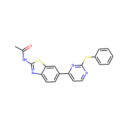 CC(=O)Nc1nc2ccc(-c3ccnc(Sc4ccccc4)n3)cc2s1 ZINC000071297087