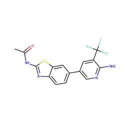 CC(=O)Nc1nc2ccc(-c3cnc(N)c(C(F)(F)F)c3)cc2s1 ZINC000096283498