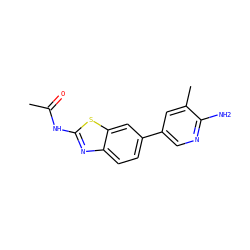 CC(=O)Nc1nc2ccc(-c3cnc(N)c(C)c3)cc2s1 ZINC000096283486