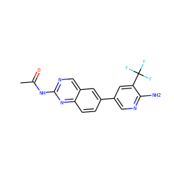 CC(=O)Nc1ncc2cc(-c3cnc(N)c(C(F)(F)F)c3)ccc2n1 ZINC000096283490