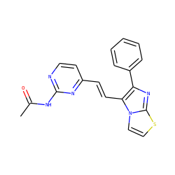 CC(=O)Nc1nccc(/C=C/c2c(-c3ccccc3)nc3sccn23)n1 ZINC000040424202