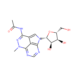 CC(=O)Nc1nn(C)c2ncnc3c2c1cn3[C@@H]1O[C@H](CO)[C@@H](O)[C@H]1O ZINC000013558322
