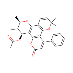 CC(=O)O[C@@H]1c2c(c3c(c4c(-c5ccccc5)cc(=O)oc24)OC(C)(C)C=C3)O[C@H](C)[C@H]1C ZINC000013732266