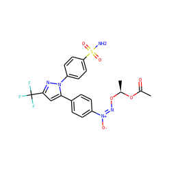 CC(=O)O[C@H](C)O/N=[N+](/[O-])c1ccc(-c2cc(C(F)(F)F)nn2-c2ccc(S(N)(=O)=O)cc2)cc1 ZINC000058575383