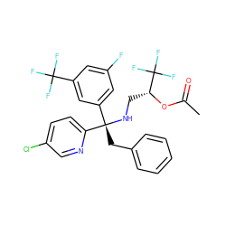 CC(=O)O[C@H](CN[C@@](Cc1ccccc1)(c1cc(F)cc(C(F)(F)F)c1)c1ccc(Cl)cn1)C(F)(F)F ZINC000115425349