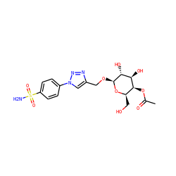 CC(=O)O[C@H]1[C@@H](CO)O[C@@H](OCc2cn(-c3ccc(S(N)(=O)=O)cc3)nn2)[C@H](O)[C@H]1O ZINC000040896038