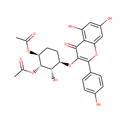 CC(=O)O[C@H]1CC[C@@H](Oc2c(-c3ccc(O)cc3)oc3cc(O)cc(O)c3c2=O)[C@H](O)[C@@H]1OC(C)=O ZINC000299837498