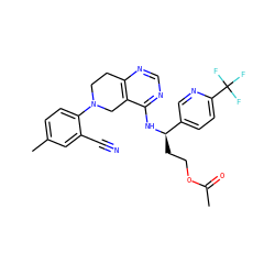 CC(=O)OCC[C@@H](Nc1ncnc2c1CN(c1ccc(C)cc1C#N)CC2)c1ccc(C(F)(F)F)nc1 ZINC000148439789
